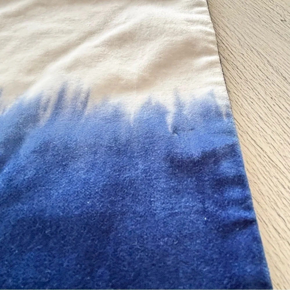 New POTTERY BARN TEEN Blue White Dip Dyed Velvet Square Pillow Cover 18” X 18”